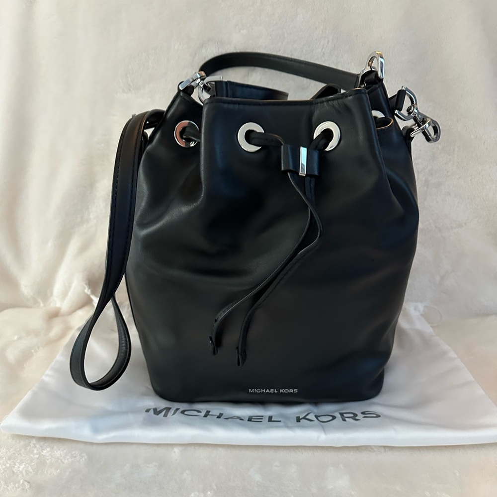 Michael Kors Black Drawstring Shoulder Bag